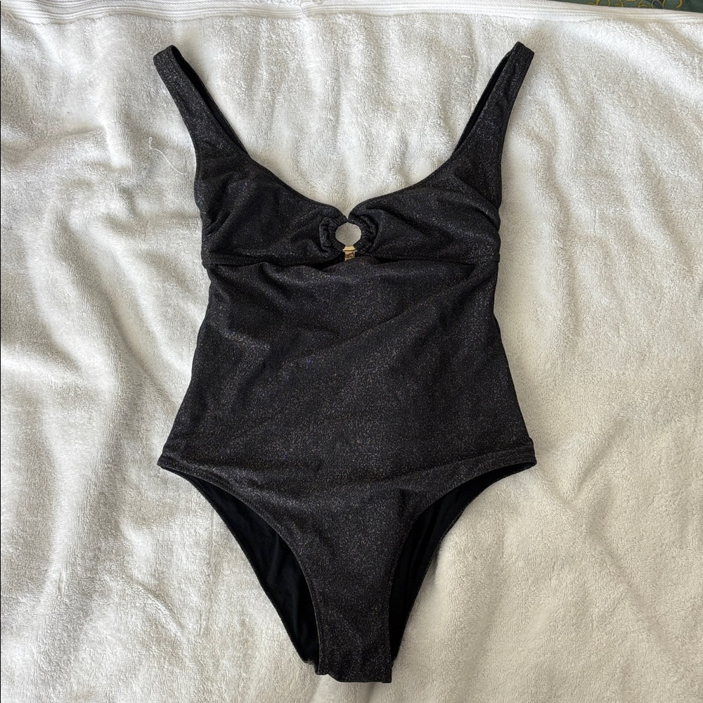 Stella McCartney Black Glitter one piece swimsuit
